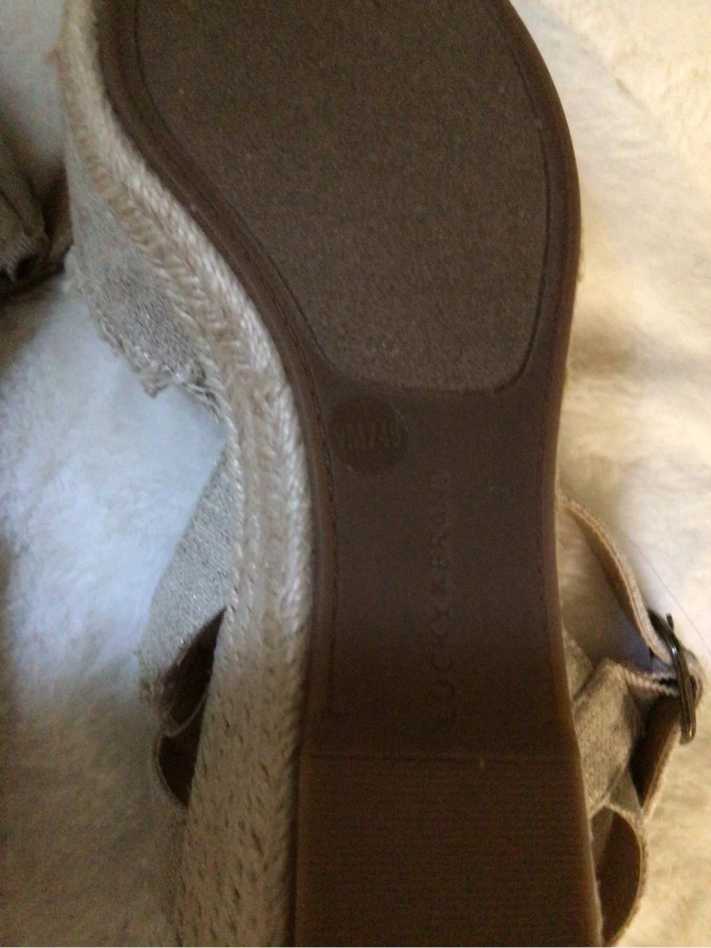 Lucky Brand Natural Beige Espadrille Wedge Sandals NWT